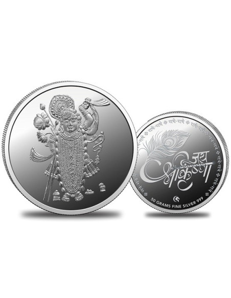 Omkar Mint Shreenath Ji Silver Coin of 50 Grams in 999 Purity Fineness