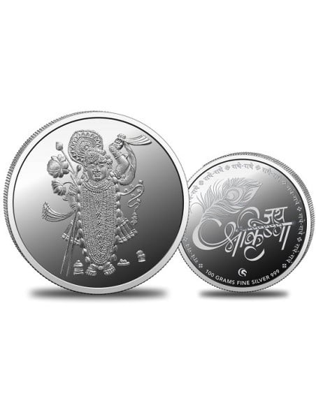 Omkar Mint Shreenath Ji Silver Coin of 100 Grams in 999 Purity Fineness