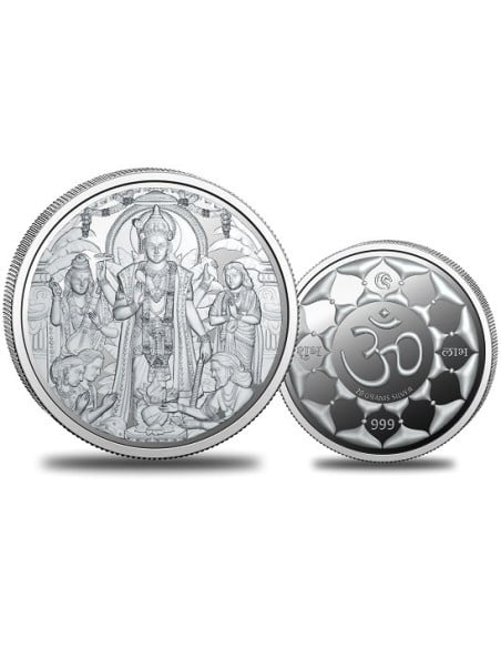 Omkar Mint Lord Satyanarayana Silver Coin of 20 Grams in 999 Purity Fineness
