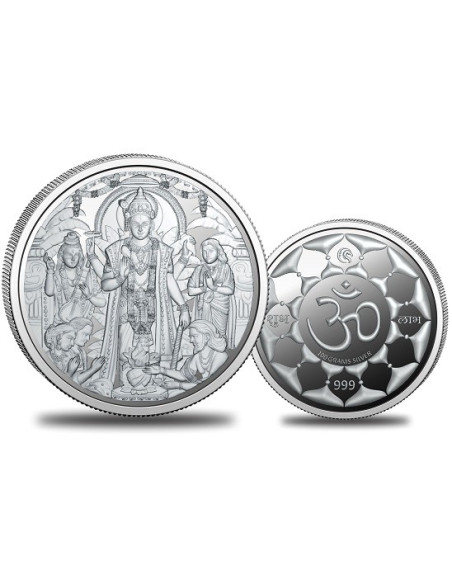 Omkar Mint Lord Satyanarayana Silver Coin of 100 Grams in 999 Purity Fineness