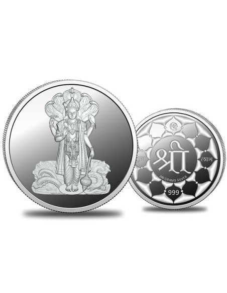 Omkar Mint Vishnu Ji Silver Coin of 100 Grams in 999 Purity Fineness