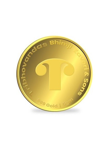 Tribhovandas Bhimji Zaveri Gold Coin Of 5 Gram 24Kt Gold 999 Purity Fineness