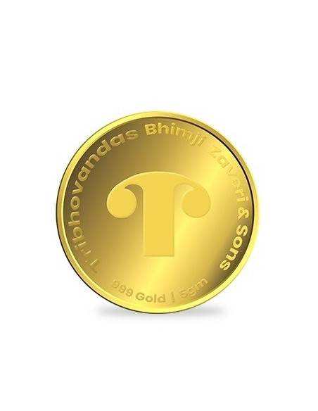 Tribhovandas Bhimji Zaveri Gold Coin Of 5 Gram 24Kt Gold 999 Purity Fineness
