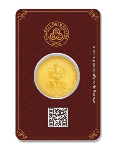 Lord Ganesha Gold Coins Of 10 Gram 24Kt in 999 Purity / Fineness from Gujarat Gold Centre