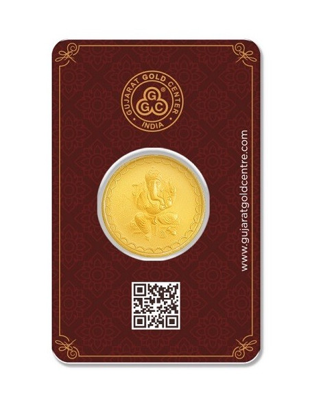 Lord Ganesha Gold Coins Of 10 Gram 24Kt in 999 Purity / Fineness from Gujarat Gold Centre