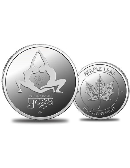 Omkar Mint International Yoga Day Silver Coin of 10 Grams in 999 Purity Fineness