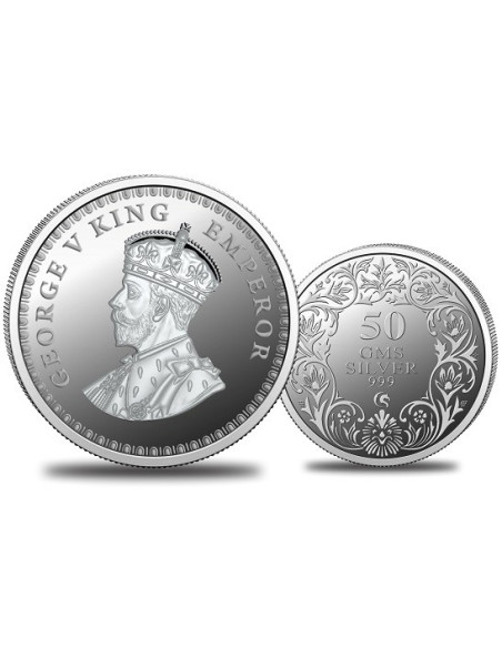Omkar Mint George King Silver Coin of 50 Grams in 999 Purity Fineness