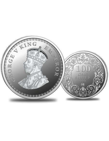 Omkar Mint George King Silver Coin of 100 Grams in 999 Purity Fineness