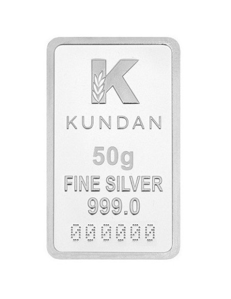Kundan Kalpataru Tree  Silver Bar of 50 Gram in 999.9 Purity / Fineness in Certi Card