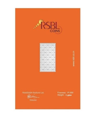 RSBL Platinum Bar Of 1 Gram 999 Purity Fineness 