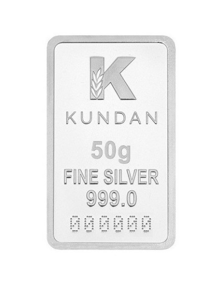 Kundan Radha Krishna Color Silver Bar of 50 Gram in 999 Purity / Fineness in Certi Card