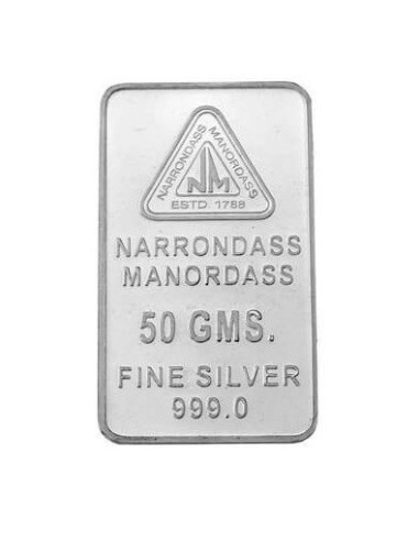 Narrondass Manordass Silver Bar Of 50 Grams in 999 Purity