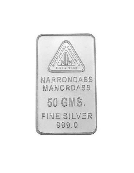 Narrondass Manordass Silver Bar Of 50 Grams in 999 Purity