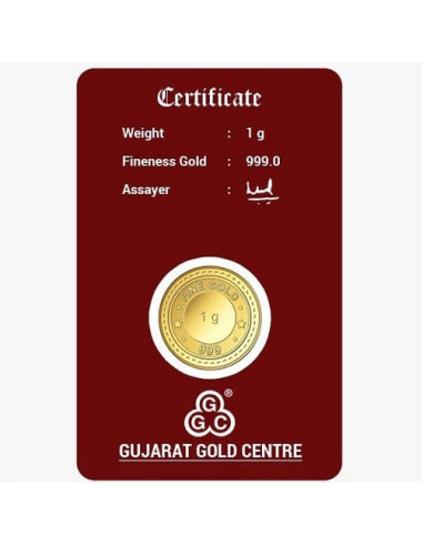 Gujarat Gold Centre Gold Coin Of 1 Gram 24Kt in 999 Purity / Fineness