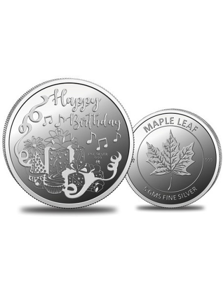 Omkar Mint Happy Birthday Silver Coin of 5 Grams in 999 Purity Fineness