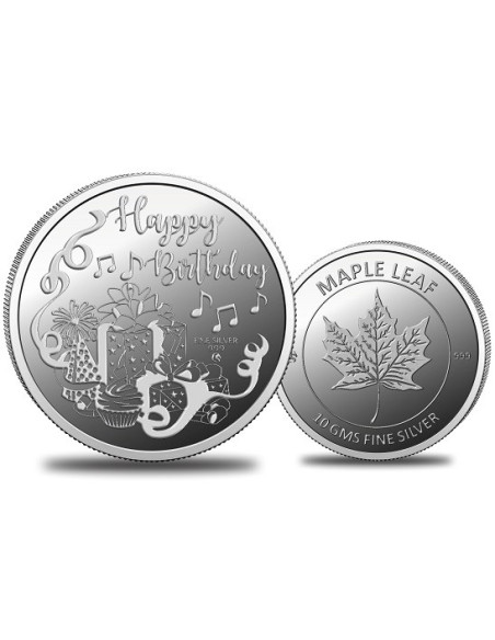 Omkar Mint Happy Birthday Silver Coin of 10 Grams in 999 Purity Fineness