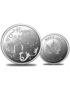 Omkar Mint Happy Birthday Silver Coin of 50 Grams in 999 Purity Fineness
