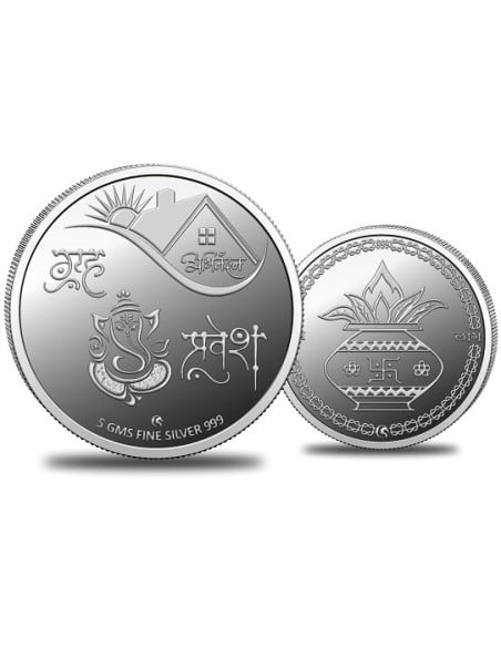 Omkar Mint Graha Pravesh Silver Coin of 5 Grams in 999 Purity Fineness