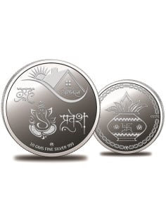 Omkar Mint Graha Pravesh Silver Coin of 10 Grams in 999 Purity Fineness