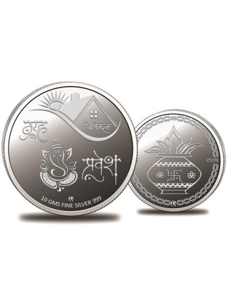 Omkar Mint Graha Pravesh Silver Coin of 10 Grams in 999 Purity Fineness