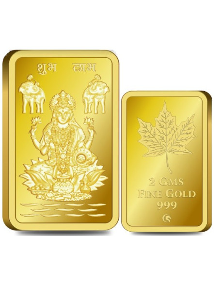 Omkar Mint Lakshmi Gold Bar Of 2 Gram 24Kt Gold 999 Purity Fineness