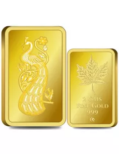 Omkar Mint Peacock Gold Bar Of 2 Gram 24Kt Gold 999 Purity Fineness