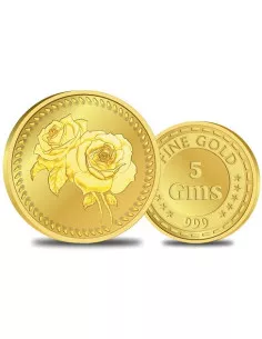 Omkar Mint Flower Gold Coin Of 5 Gram 24Kt Gold 999 Purity Fineness