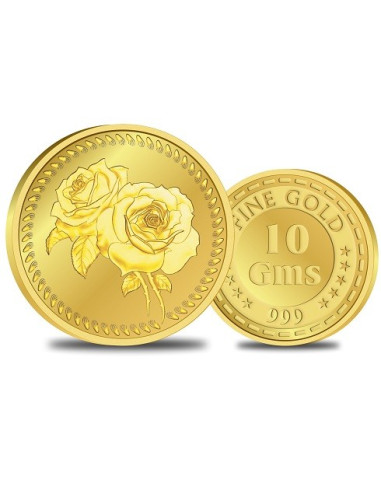Omkar Mint Flower Gold Coin Of 10 Gram 24Kt Gold 999 Purity Fineness