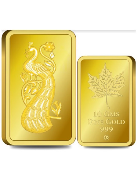 Omkar Mint Peacock Gold Bar Of 10 Gram 24Kt Gold 999 Purity Fineness