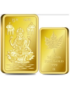 Omkar Mint Lakshmi Gold Bar Of 20 Gram 24Kt Gold 999 Purity Fineness