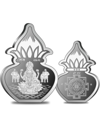 Omkar Mint Kalash Lakshmi Silver Coin Of 10 Grams in 999 Purity Fineness