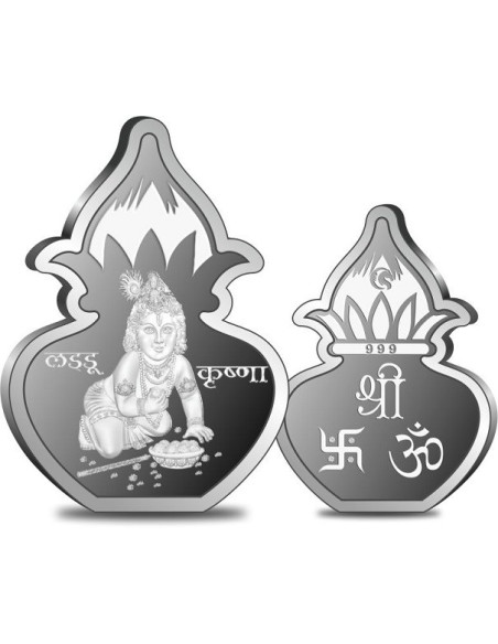 Omkar Mint Kalash Laddu Gopal  Silver Coin Of 10 Grams in 999 Purity Fineness