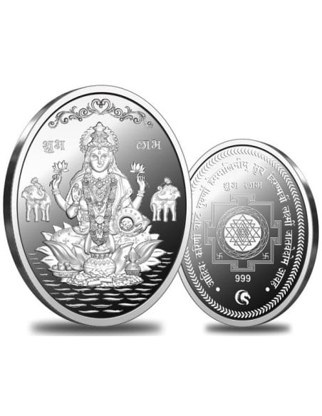 Omkar Mint Oval Lakshmi Silver Coin Of 10 Grams in 999 Purity Fineness