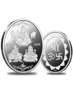 Omkar Mint Oval Trimurti Silver Coin Of 10 Grams in 999 Purity Fineness
