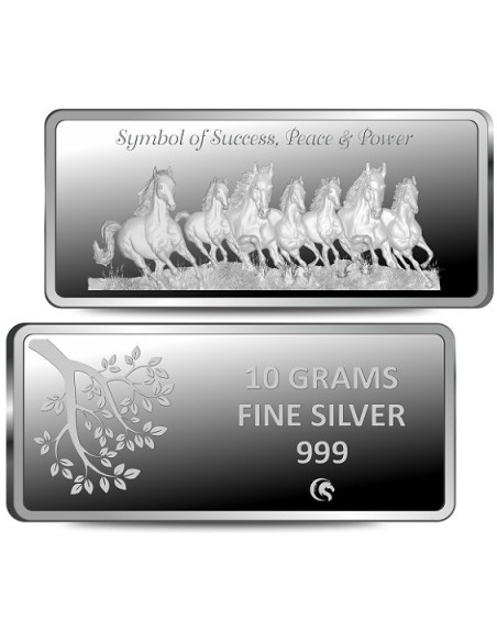 Omkar Mint 7 Horses Silver Bar of 10 Grams in 999 Purity Fineness