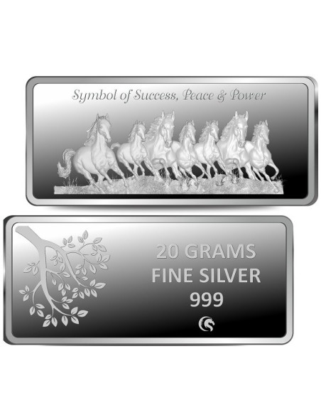 Omkar Mint 7 Horses Silver Bar of 20 Grams in 999 Purity Fineness