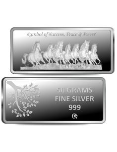 Omkar Mint 7 Horses Silver Bar of 50 Grams in 999 Purity Fineness