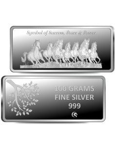 Omkar Mint 7 Horses Silver Bar of 100 Grams in 999 Purity Fineness