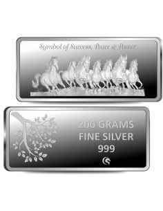 Omkar Mint 7 Horses Silver Bar of 200 Grams in 999 Purity Fineness