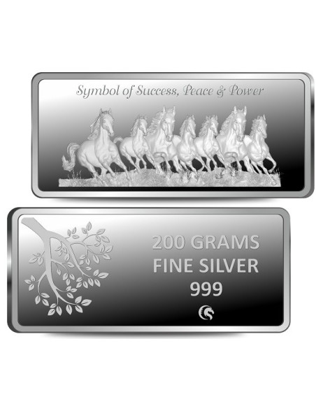 Omkar Mint 7 Horses Silver Bar of 200 Grams in 999 Purity Fineness