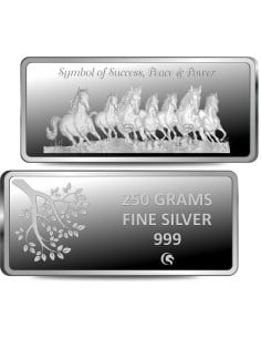 Omkar Mint 7 Horses Silver Bar of 250 Grams in 999 Purity Fineness