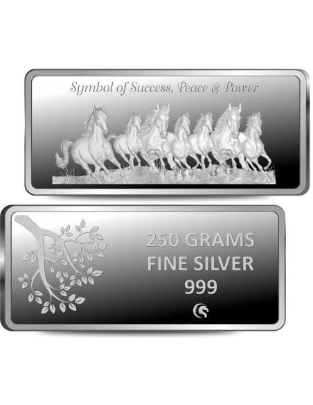 Omkar Mint 7 Horses Silver Bar of 250 Grams in 999 Purity Fineness