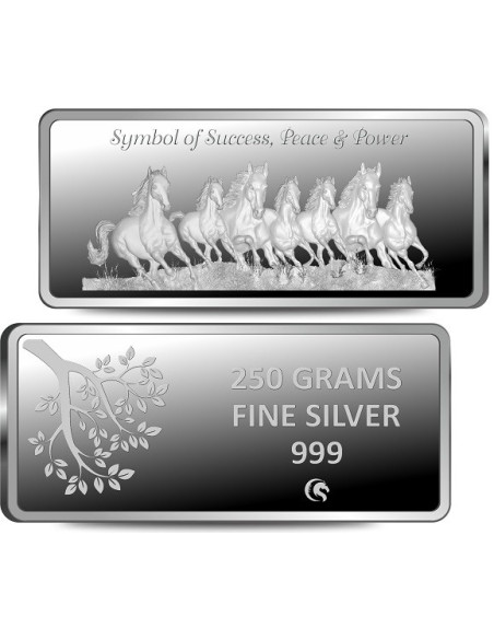 Omkar Mint 7 Horses Silver Bar of 250 Grams in 999 Purity Fineness