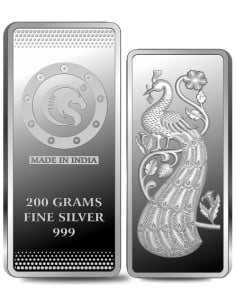 Omkar Mint Peacock Silver Bar of 200 Grams in 999 Purity Fineness