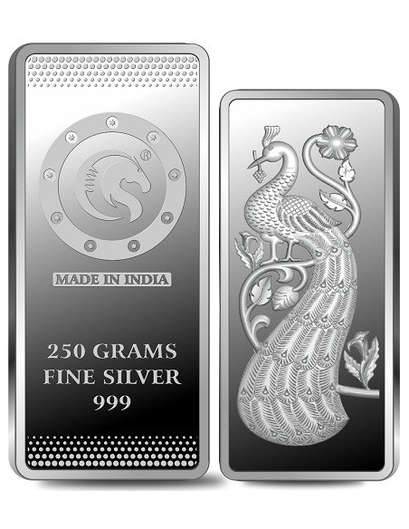 Peacock Silver Bar of 250 Grams in 999 Purity Fineness
