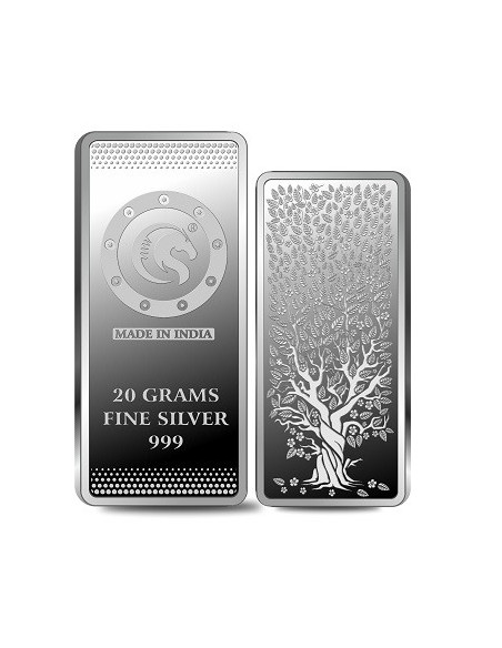 Omkar Mint Kalpataru Silver Bar Of 20 Grams in 999 Purity Fineness