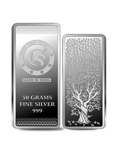 Omkar Mint Kalpataru Silver Bar Of 50 Grams in 999 Purity Fineness