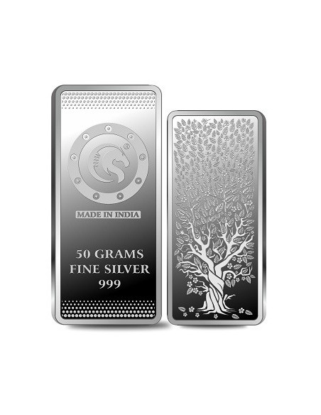 Omkar Mint Kalpataru Silver Bar Of 50 Grams in 999 Purity Fineness