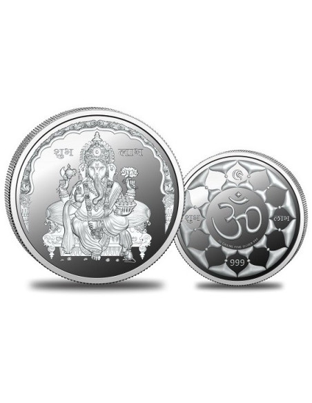 Omkar Mint Ganesh Silver Coin of 20 Grams in 999 Purity Fineness