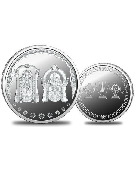 Omkar Mint Balaji Padmavati Silver Coin of 100 Grams in 999 Purity Fineness